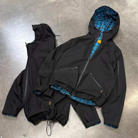 Veste coupe-vent réversible à double plaid avec fermeture éclair personnalisée par le fabricant, imperméable, streetwear, vestes coupe-vent pour hommes