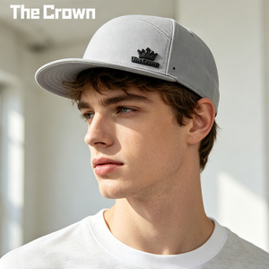 Custom Logo 6 Panel Structured <b>Flat</b> Brim Hat Wholesale Bulk Rubber Patch Grey <b>Cap</b> With Laser Cut Holes Manufacturer - Product Image 4