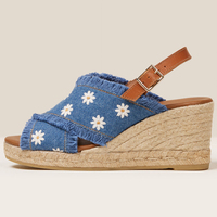 Le plus récent personnalisé corde de chanvre été Espadrille à feuilles persistantes haute plate-forme à talons ronds et en cuir véritable doublure Sexy sandales compensées