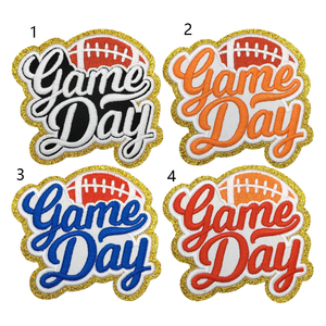 Football Game Day Embroidery Iron on Glitter Football Rugby Cheer <strong>Patches</strong> - Product Image 2