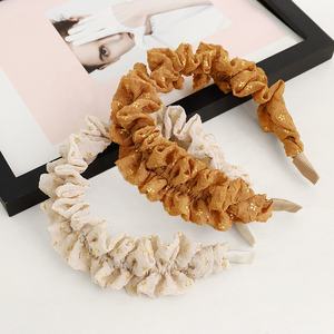 <span class=keywords><strong>Serre</strong></span>-tête coréen en mousseline de soie unie avec imprimé froissé et bronzé pour femme - Product Image 4