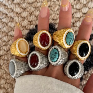 Mecylife Vintage Duif Ei Druppels Turquoise <span class=keywords><strong>Ring</strong></span> Vrouw 18K Vergulde Sieraden Waterdichte Kleurrijke Natuurstenen <span class=keywords><strong>Ring</strong></span> - Product Image 3