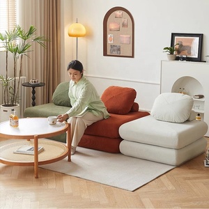 Velvet Minimalist Modern Fabric <strong>Single</strong> <strong>Sofa</strong> Sweet Potato <strong>Sofa</strong> <strong>Bed</strong> Small-Sized Living Room Folding Dual-Use Tatami Tofu <strong>Sofa</strong> - Product Image 6