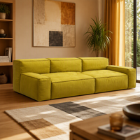 VONLIVA Ensemble de canapés de salon de style italien moderne et minimaliste pour petits appartements, canapé sectionnel droit en velours, bois nordique