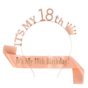 Fascia per Capelli Oro Rosa 'È il Mio 18° <span class=keywords><strong>Compleanno</strong></span>' per Donne, Tiara e Corone, Accessori per Feste di <span class=keywords><strong>Compleanno</strong></span> per Ragazze - Product Image 5