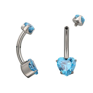 GZN Vente en gros de piercings en titane hautement polis Anneau de nombril en cristal de cœur Anneau de nombril Anneau de corps en forme de nombril Bijoux de mode - Product Image 3