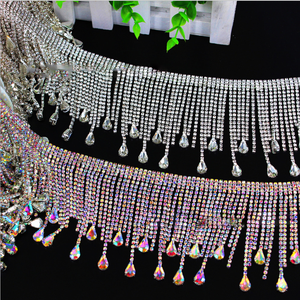 Lusso 8.5cm di cristallo strass frange Trim strass in ottone a catena <span class=keywords><strong>per</strong></span> abito da sposa - Product Image 4