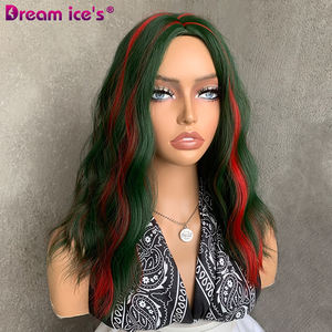 วิกผมสังเคราะห์ทรงเฟรนช์เคิร์ลสั้นคุณภาพสูง ทนความร้อน ยี่ห้อ DREAM ICE สีแดงผสม<span class=keywords><strong>เขียว</strong></span> ความหนาแน่น 150% สำหรับผู้หญิง เหมาะสำหรั<span class=keywords><strong>บ</strong></span>ฮาโลวีน - Product Image 3