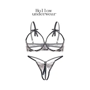 All'ingrosso spunto femminile Sexy Lingerie reggiseno aperto sesso divertente nero femminile Lingerie Set