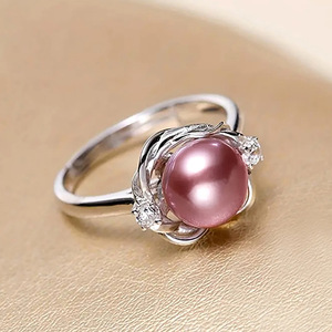 Anello da Donna con Perle Imitate e Polvere Floreale al Laser, Design Futuristico, Gioiello di Moda Quotidiana, Regalo - Product Image 1