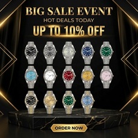 Montre automatique pour homme, personnalisable avec logo, étanche 30m, en acier inoxydable, avec aiguilles lumineuses, vente en gros