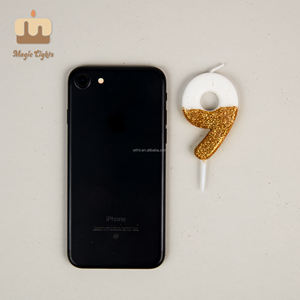 Bougie d'anniversaire en forme de chiffre, <span class=keywords><strong>blanche</strong></span> et dorée, avec paillettes, pour les fêtes d'anniversaire des enfants, Pâques, Nouvel An, Ramadan et décoration de la maison - Product Image 5