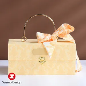 Seismo caixa de presente do casamento personalizada, elegante, reciclável, de cartão, magnético, embalagem de papel, caixa de papel com alças