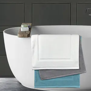 Custom Soft 100% Cotton Luxury Water Absorbent Hotel Rectangular Bath Mat Rug For Bathroom