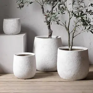 Vasos para plantas de concreto, estilo rústico, decoração ao ar livre, vasos grandes para pátio, jardim, vasos de plantas de concreto