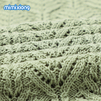 Venta al por mayor de fábrica: Mantas de punto Mimixiong para recién nacidos, de color liso con patrones huecos, mantas de algodón para envolver bebés.
