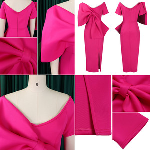 D395 Nouvelle Collection <span class=keywords><strong>Robe</strong></span> de <span class=keywords><strong>Soirée</strong></span> Sexy pour Femme avec Grand Nœud et Fente, Modèle Cache-cœur, pour Fêtes et Cérémonies - Product Image 6
