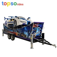 Manège portable extérieur sur remorque, thème Carnaval, type Voiture Volante, en fibre de verre et acier, pour centre commercial, capacité 8 personnes