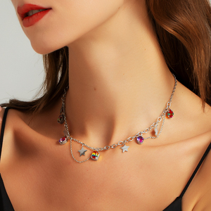 KRKC granato Birthstone 18K placcato bianco argento Sterling 925 diamante amore cuore collane con ciondolo per donna - Product Image 3