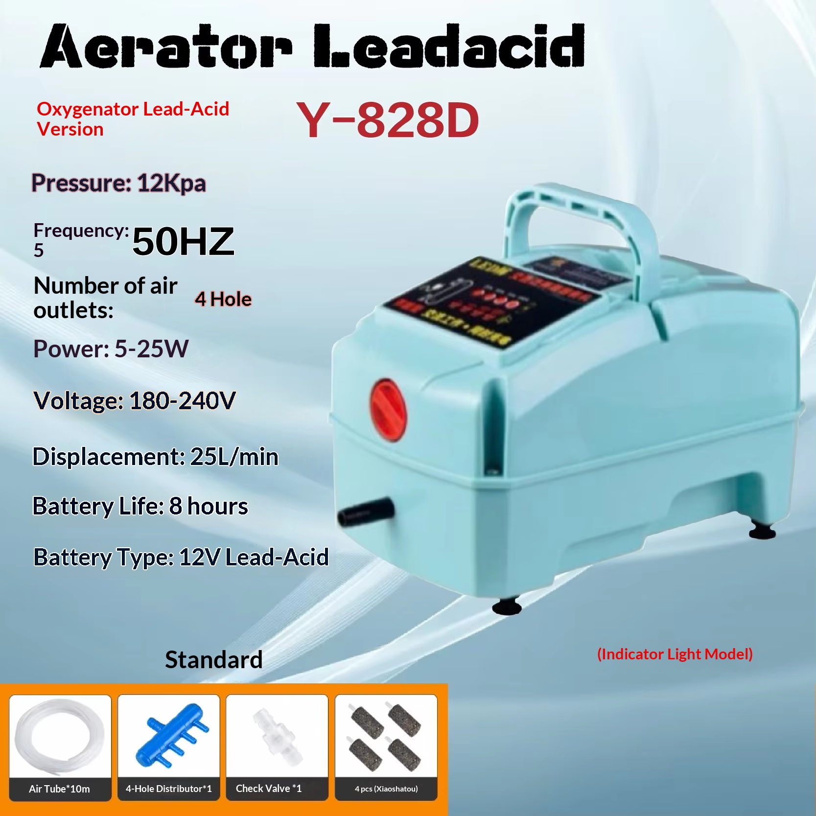 Y-828d (4 air holes) - 8 hours of battery life (5-25w)