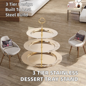 ถาดขนม 3 ชั้น เป็นมิตรกับสิ่งแวดล้อม จานขนมหวาน สแตนเลส จานเค้ก จานใส่น้ำตาล จานผลไม้อบแห้ง สำหรับคริสต์มาส - Product Image 2