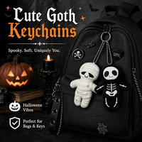Porte-clés en peluche promotionnel amusant pour Halloween, avec breloques chauve-souris et petit diable, logo de mascotte personnalisé, vente en gros