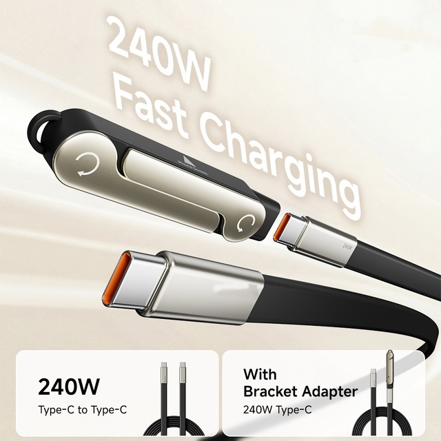 2026 Hot Sale Cross-border 240W C-C 1m Data Cable for Mobile Phones Laptops Tablets Folding Design Charging & Data Transfer
