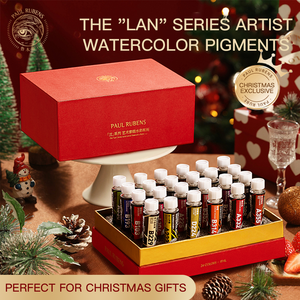 Vente flash - Ensemble de peinture <span class=keywords><strong>gouache</strong></span> sur le thème de Noël, 24 couleurs, emballage en bois, pour bricolage, idéal pour les étudiants, cadeau parfait - Product Image 3