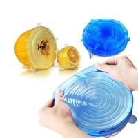 Juego de tapas elásticas de silicona para ahorro de alimentos, juego de tapas elásticas de calidad alimentaria, 6 unidades
