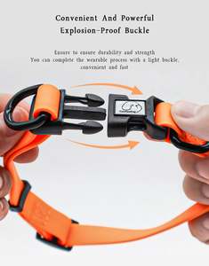 Maßgefertigtes Umweltfreundliches Orange Haustier-Halsband-Leine-Set Weiches Wasserdichtes PVC Trainings-Lauf-Langleine Nylon-Gurtband Bedruckt - Product Image 3