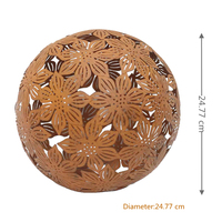 Sphère de jardin en acier corten découpée au laser, extérieure, imperméable, taille personnalisable, art floral, boule creuse, sculpture décorative, ornement