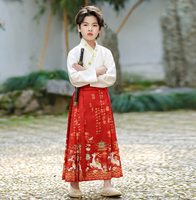 Ensemble Hanfu chinois pour garçons et filles, costume traditionnel Tang printemps-automne, super jupe Ruqun féerique, jupe visage de cheval, costume ancien pour enfants