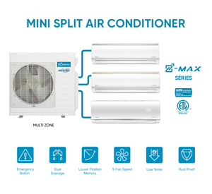 Climatiseur multi-zones ZERO Z-MAX, mini-split, 2, 3, 4, 5 zones, pompe à chaleur, chauffage, refroidissement - Product Image 2