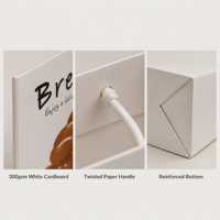 Sac de boutique personnalisé biodégradable avec poignée torsadée durable, en carton blanc lisse, impression CMJN vif, fond renforcé, pour bougies