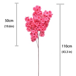 Nueva Llegada, Rama de Flores de Cerezo Artificiales, 3 Cabezas, Súper Grandes y Densas, Decoración de Boda, Color Rosa - Product Image 2