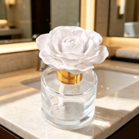 Vente en gros 100ML bouteille en verre parfumé céramique porcelaine fleur arôme plâtre désodorisant parfum de maison diffuseur d'huiles essentielles