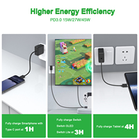 Chargeur d'alimentation USB-C 45W, réglage intelligent de la sortie, compatible avec Steam Deck, interrupteur