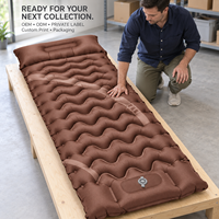 Matelas de couchage gonflable avec chambres à air ondulées, tissu laminé TPU, pompe à pied intégrée et oreiller intégré pour marque privée