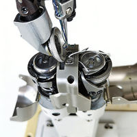 Machine à coudre industrielle électrique multifonction à double aiguille pour chaussures en cuir, avec pied entraîneur et bras vertical