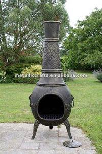 大型鋳鉄製屋外薪焚きチミネア、織り模様のパティオ用炭火ヒーター、大型ガーデンBBQチミネア - Product Image 5