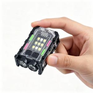 New Keychain <b>LED</b> <b>Flashlight</b> Outdoor Dual-Source Strong Mini Cap Clip Light Self-Defense Work Red Blue Warning Light - Product Image 1