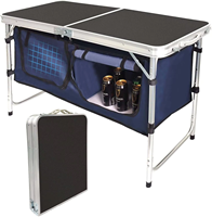 Table de cuisine d'extérieur en aluminium imperméable réglable en hauteur avec deux poches de rangement