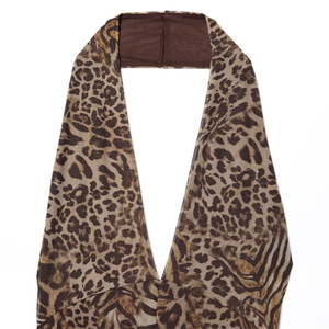 SHENZHU Nouvelle collection été 2025 – <span class=keywords><strong>Combinaison</strong></span> <span class=keywords><strong>femme</strong></span> élégante à imprimé animal en maille de soie avec col licou 5039147 - Product Image 3