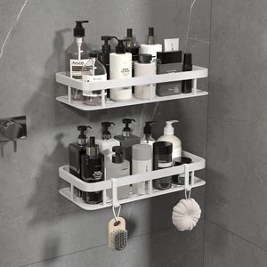 Estante de almacenamiento para baño sin necesidad de taladrar, plástico grueso y reforzado, organizador de baño para montar en la pared. - Product Image 4