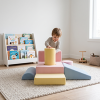 Blocs d'escalade en mousse souple combinables DIY, canapé modulaire pour enfants en velours côtelé arc-en-ciel, kit d'intégration sensorielle pour tout-petits en intérieur