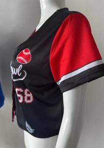 Maillots courts personnalisés pour femmes Mexique États-Unis Guatemala Porto Rico Honduras El Salvador Nicaragua Crop Top Maillots de baseball - Product Image 5