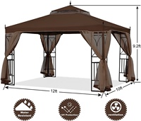 Abcovery 3X3.5M Buiten Prieel Tent Pop-Up Luxe Tuin Tuinhuisje Met Klamboe Wasserdicht Paviljoen Gartenpavillon