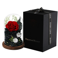 Vente en gros de boîtes de roses éternelles faites à la main, roses naturelles conservées sous cloche en verre, fête des mères, anniversaire, Saint-Valentin, Noël