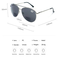 Lunettes de soleil de lecture UV400 de style aviateur, de haute qualité, en métal, bifocales, plusieurs couleurs, dioptries, pour femmes et hommes