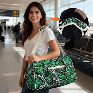 Bolsa de Viaje Acolchada con Patrón Tropical Verde Hawaiano para Niñas, Bolsa de Fin de Semana al por Mayor, Logotipo Personalizado, Bolsa Ligera para Pasar la Noche - Product Image 3